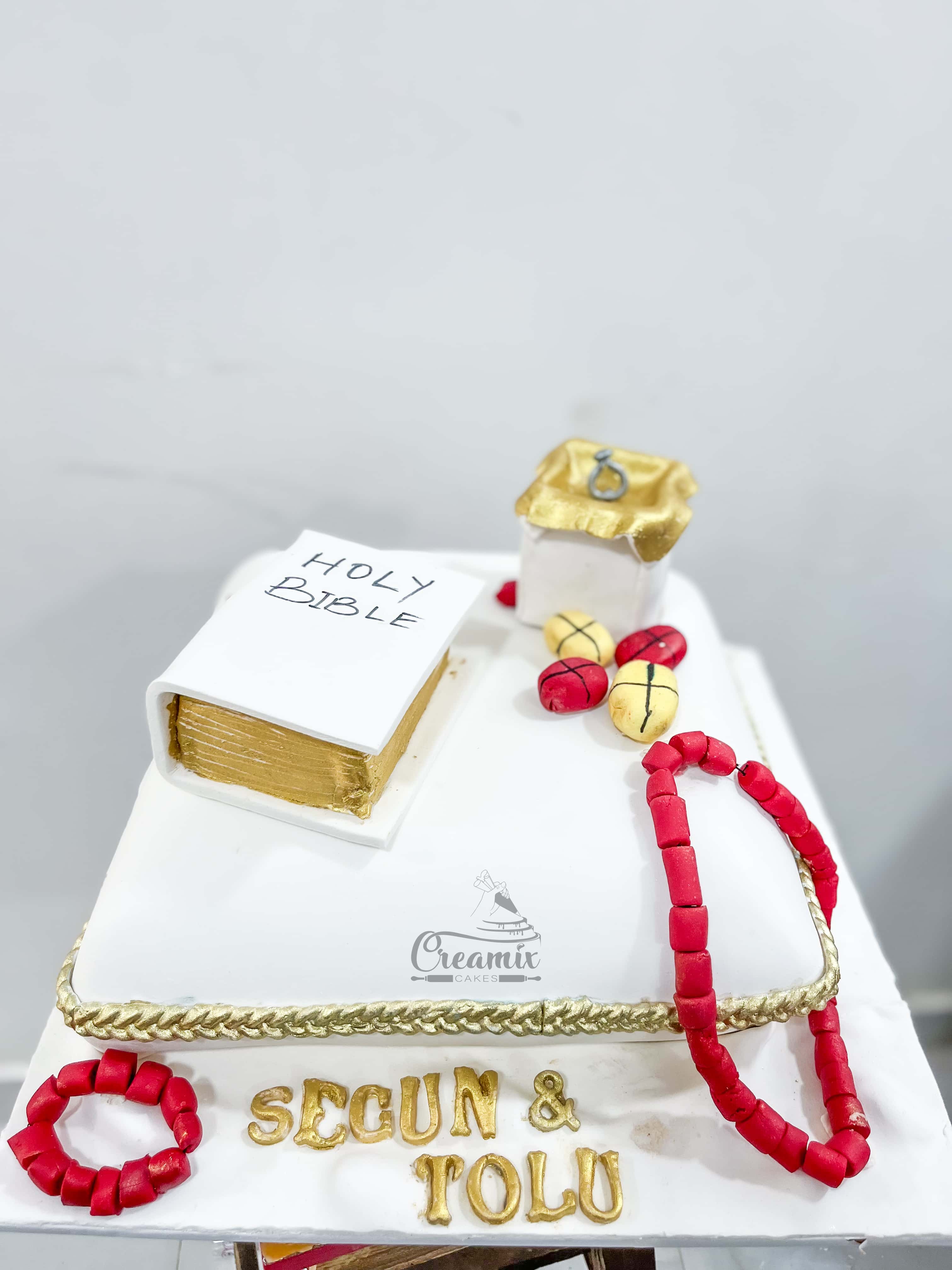 11 inch Throw Pillow Engagement Cake with Bible
