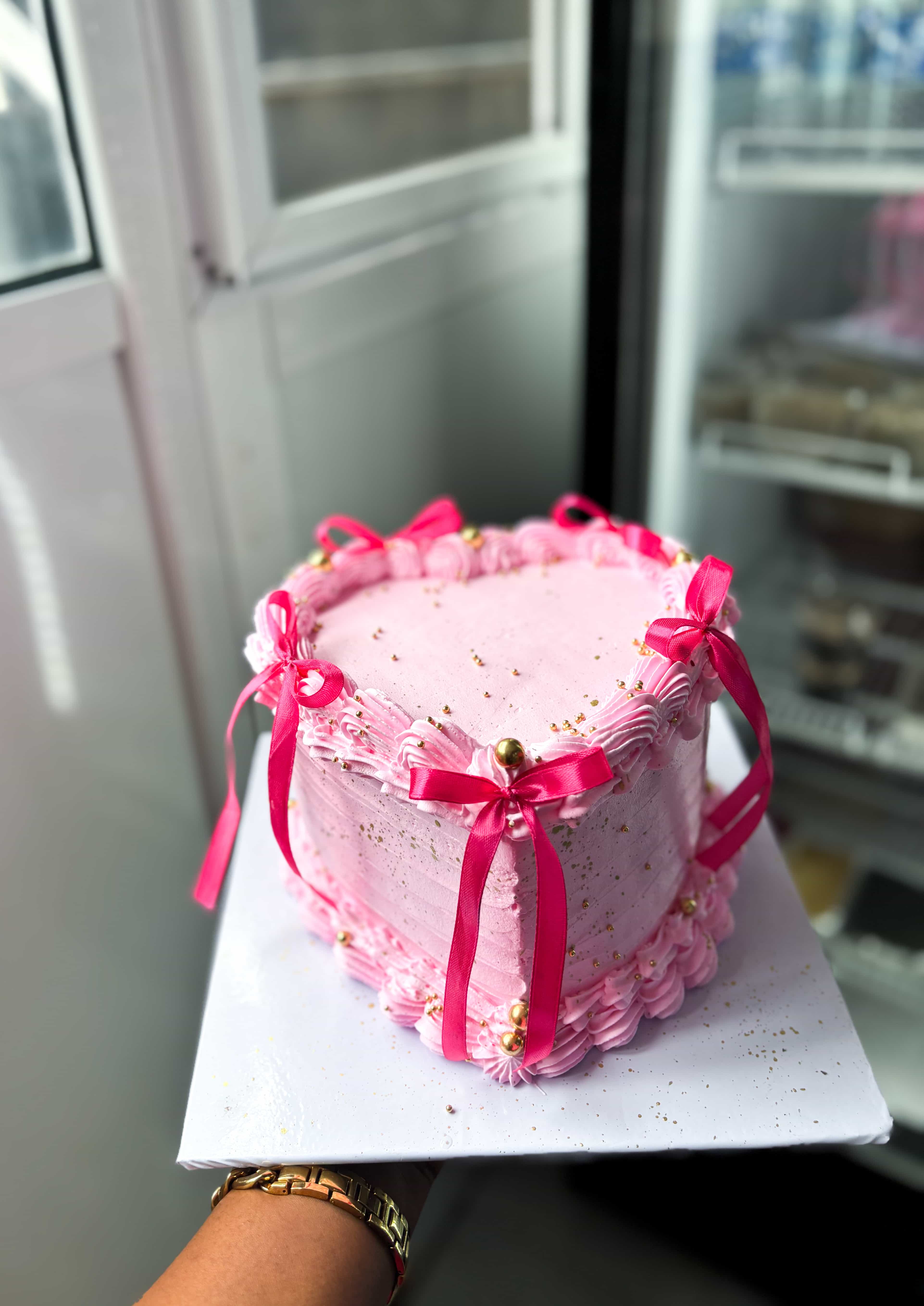 Heart Shaped Ribbon Cake - Available in Vanilla, Red Velvet, Chocolate, etc.