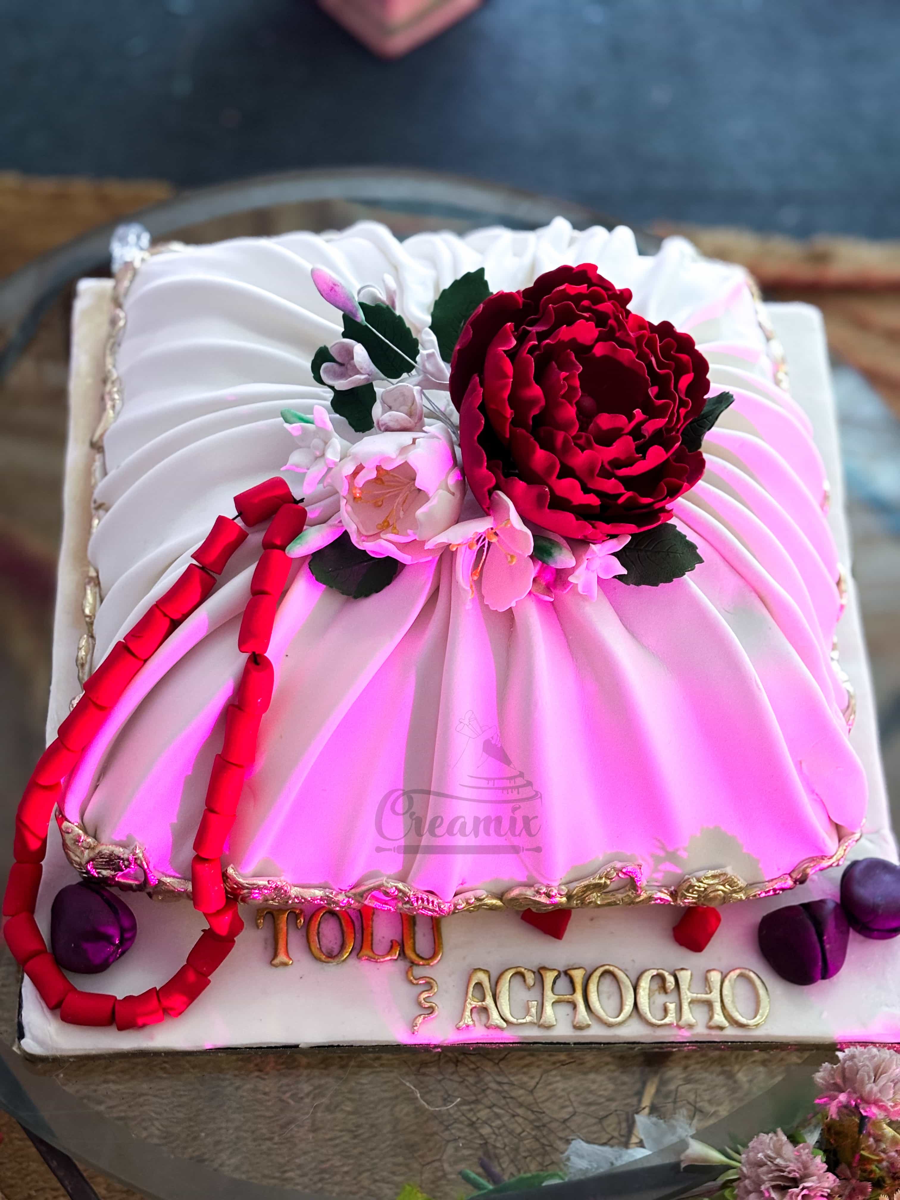 Pillow Cake with Edible Flowers