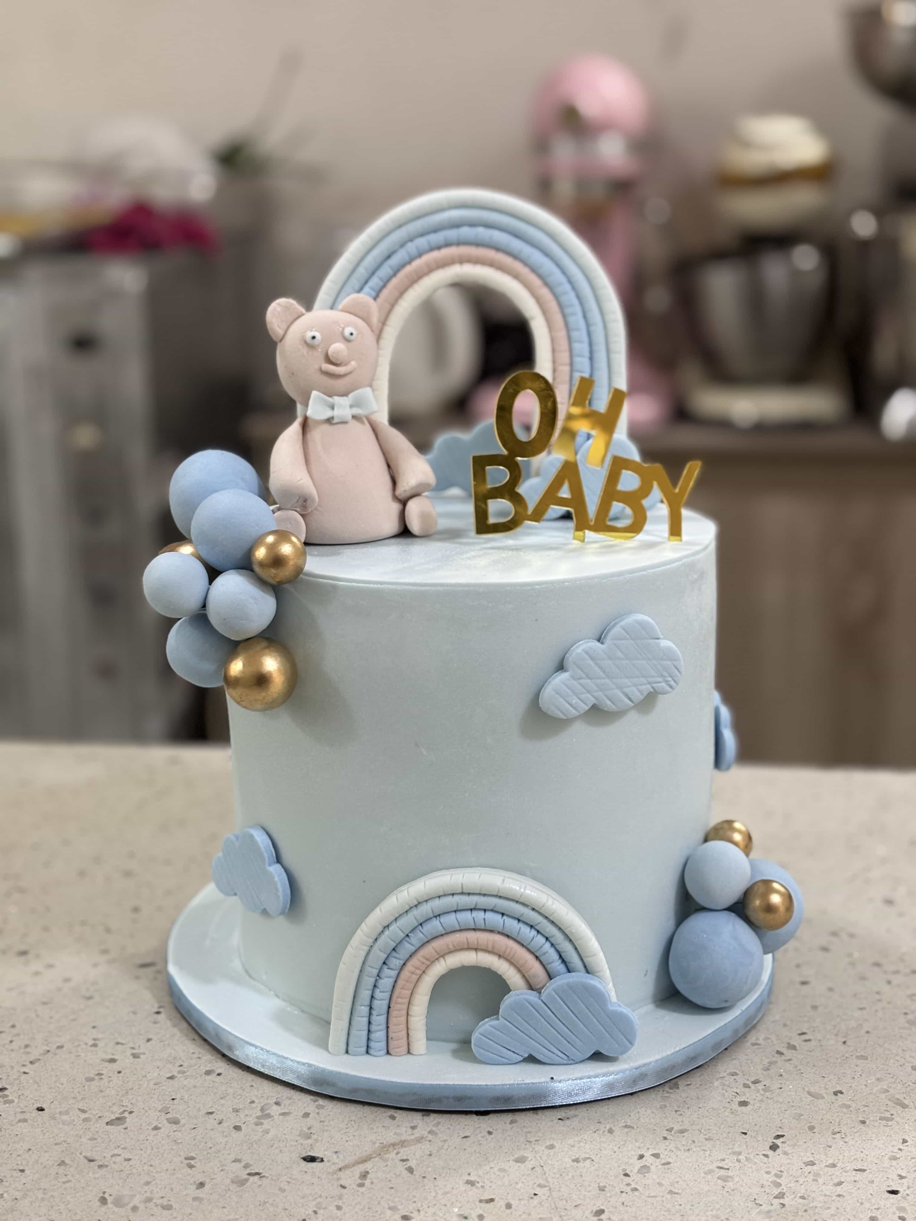 Baby Shower Cake - 7 inch 3 layers - Available in Vanilla, Red Velvet, Chocolate, etc.