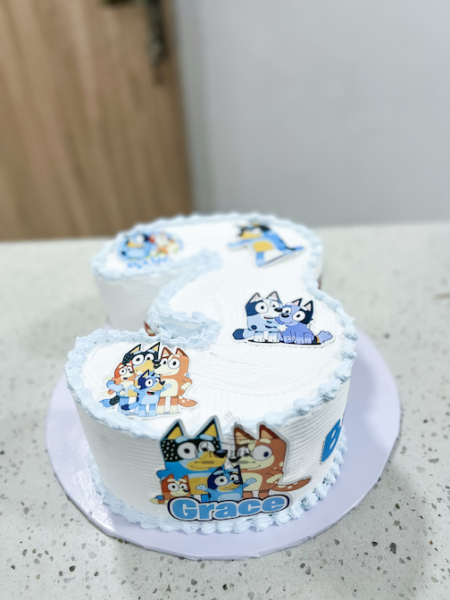 12 inch Number Cake In Whipped Cream - Available in Vanilla, Red Velvet, Chocolate, etc.