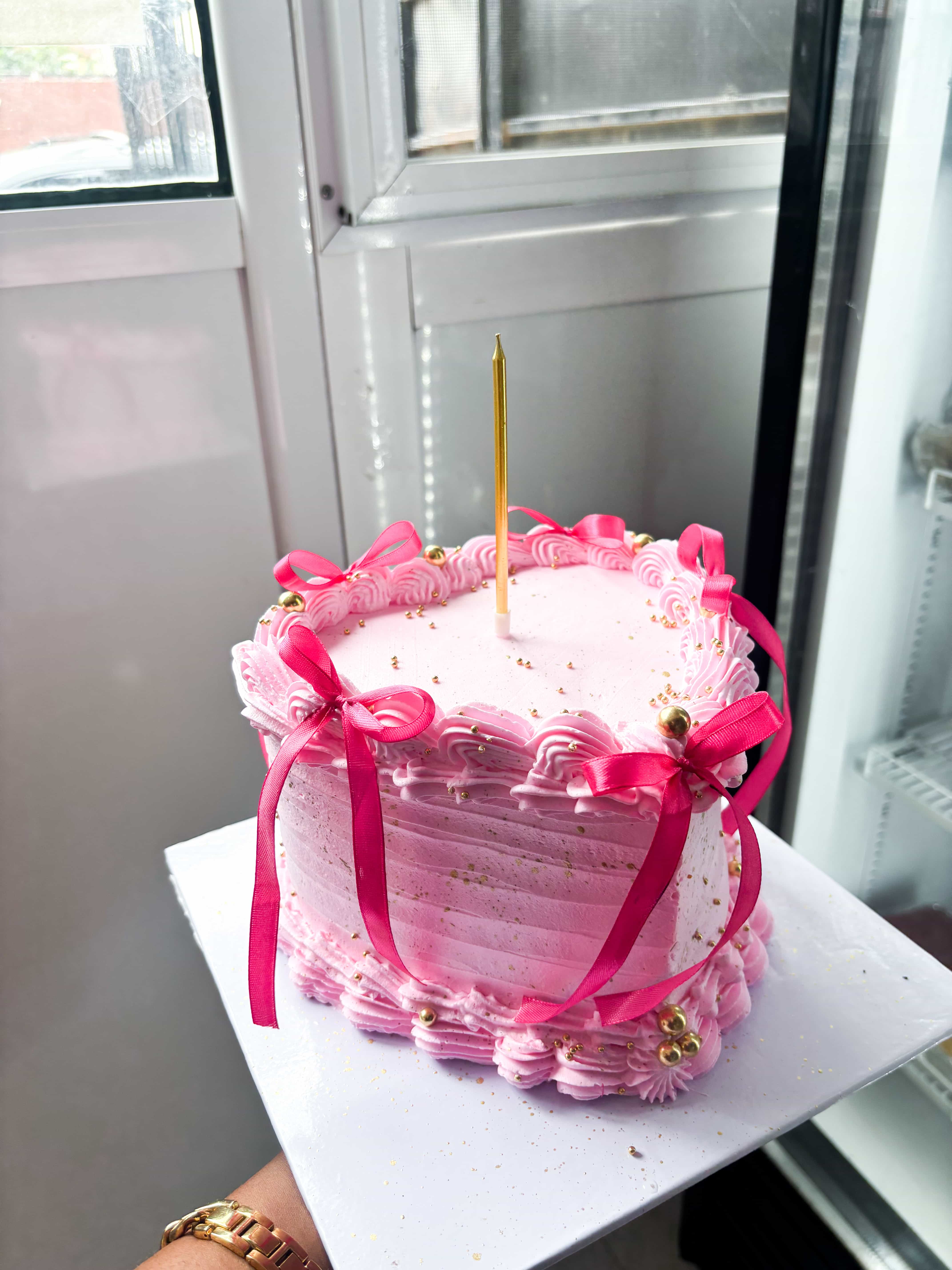Heart Shaped Ribbon Cake - Available in Vanilla, Red Velvet, Chocolate, etc.