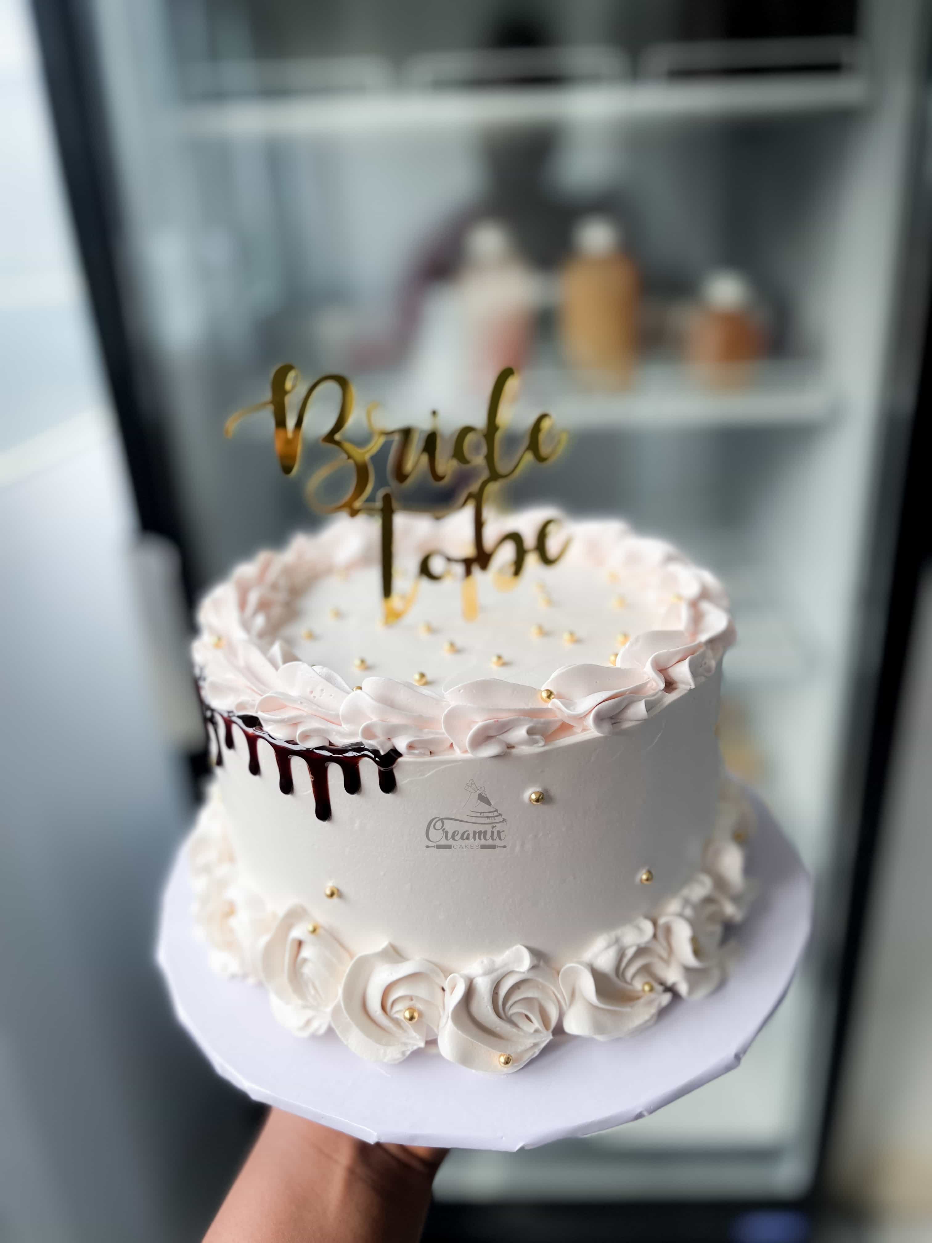 Rosette-Base Bridal Shower Cake - Available in Vanilla, Red Velvet, Chocolate, etc.