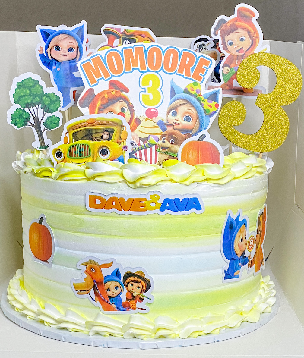 Dave & Ava themed cake - Available in Vanilla, Red Velvet, Chocolate, etc.