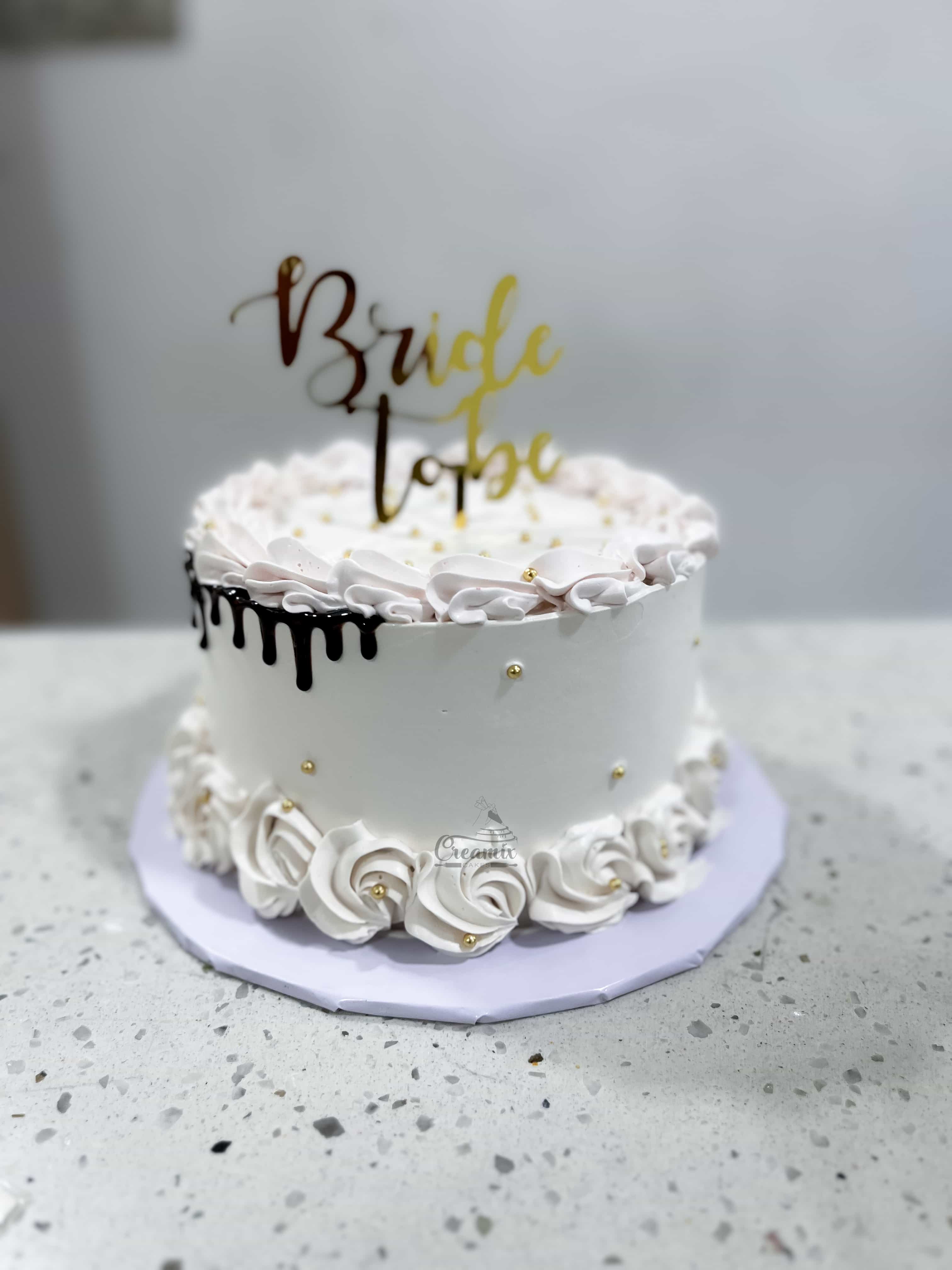 Rosette-Base Bridal Shower Cake - Available in Vanilla, Red Velvet, Chocolate, etc.