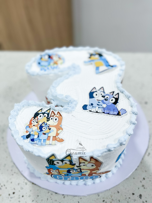 12 inch Number Cake In Whipped Cream - Available in Vanilla, Red Velvet, Chocolate, etc.