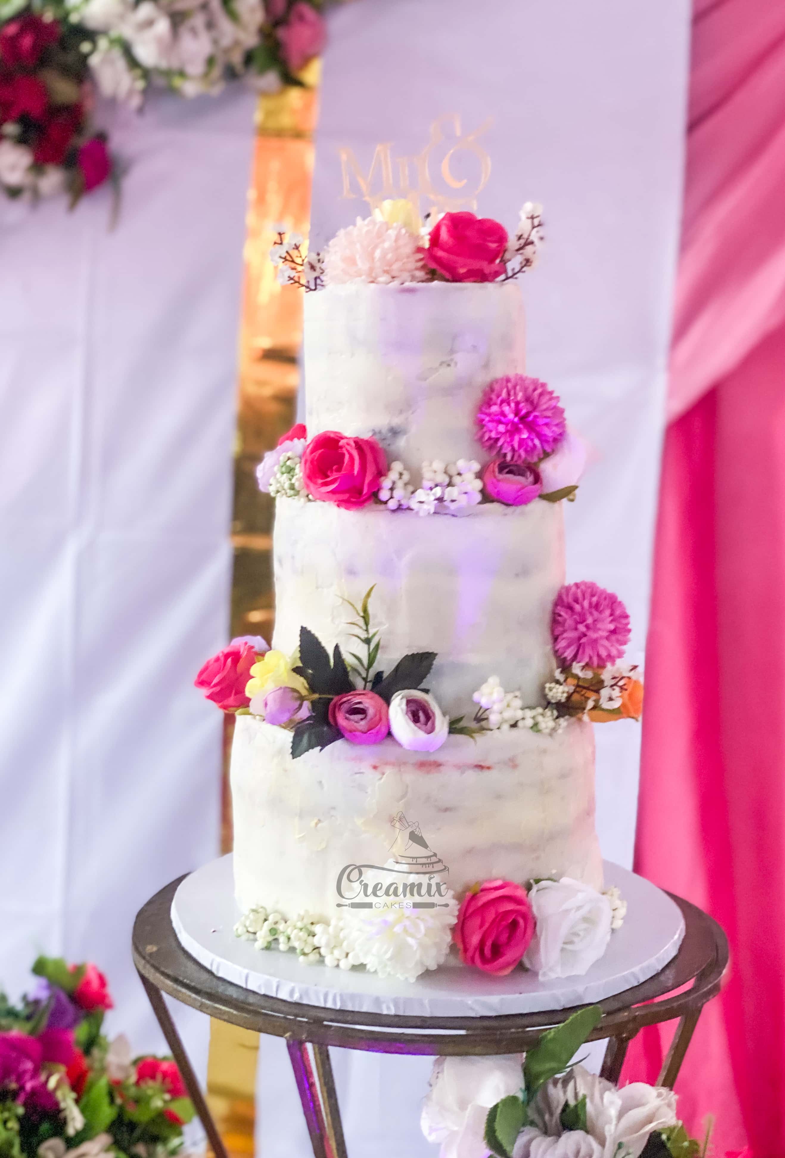 Three tiered Semi-Naked Cake