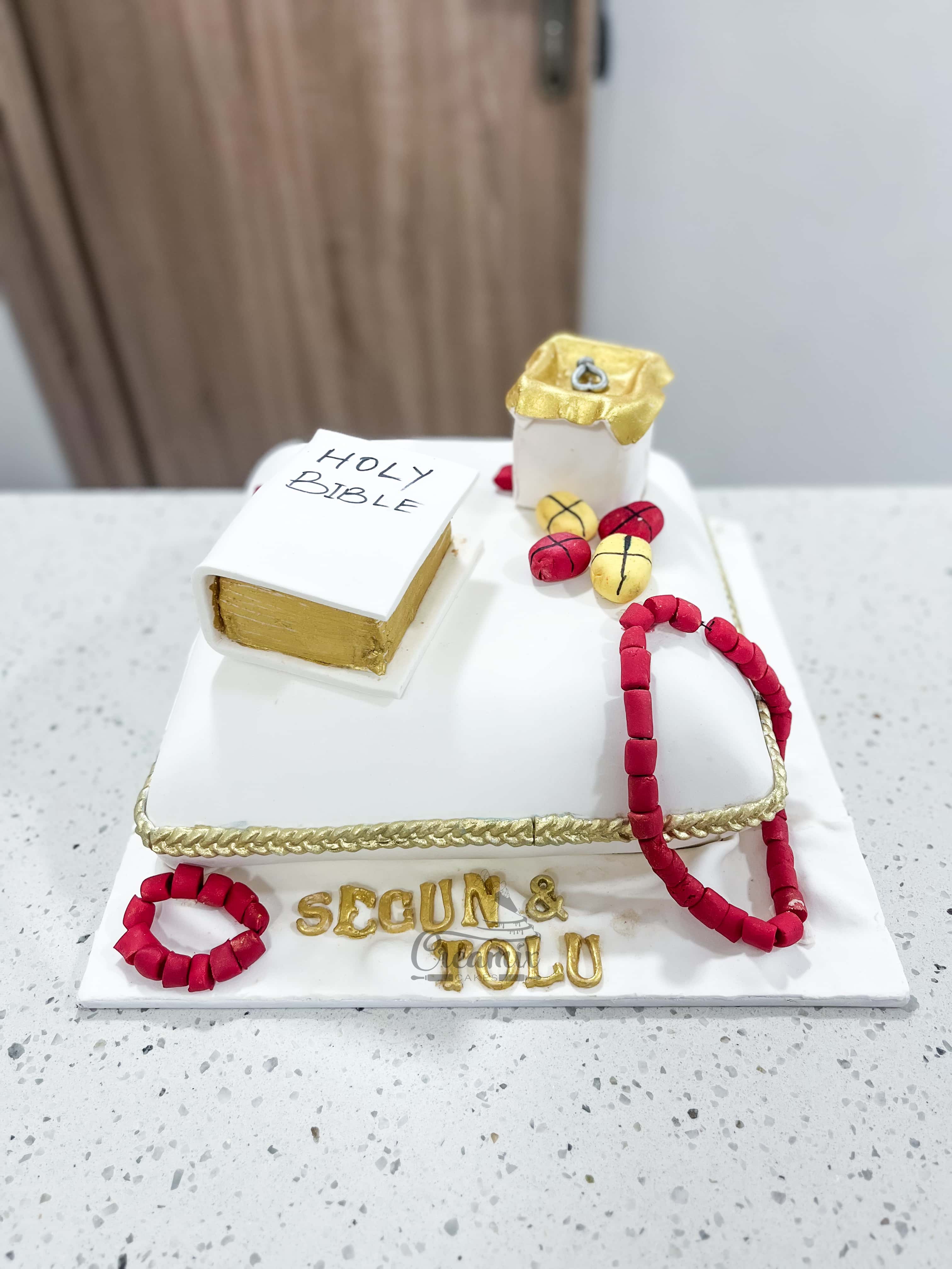 11 inch Throw Pillow Engagement Cake with Bible